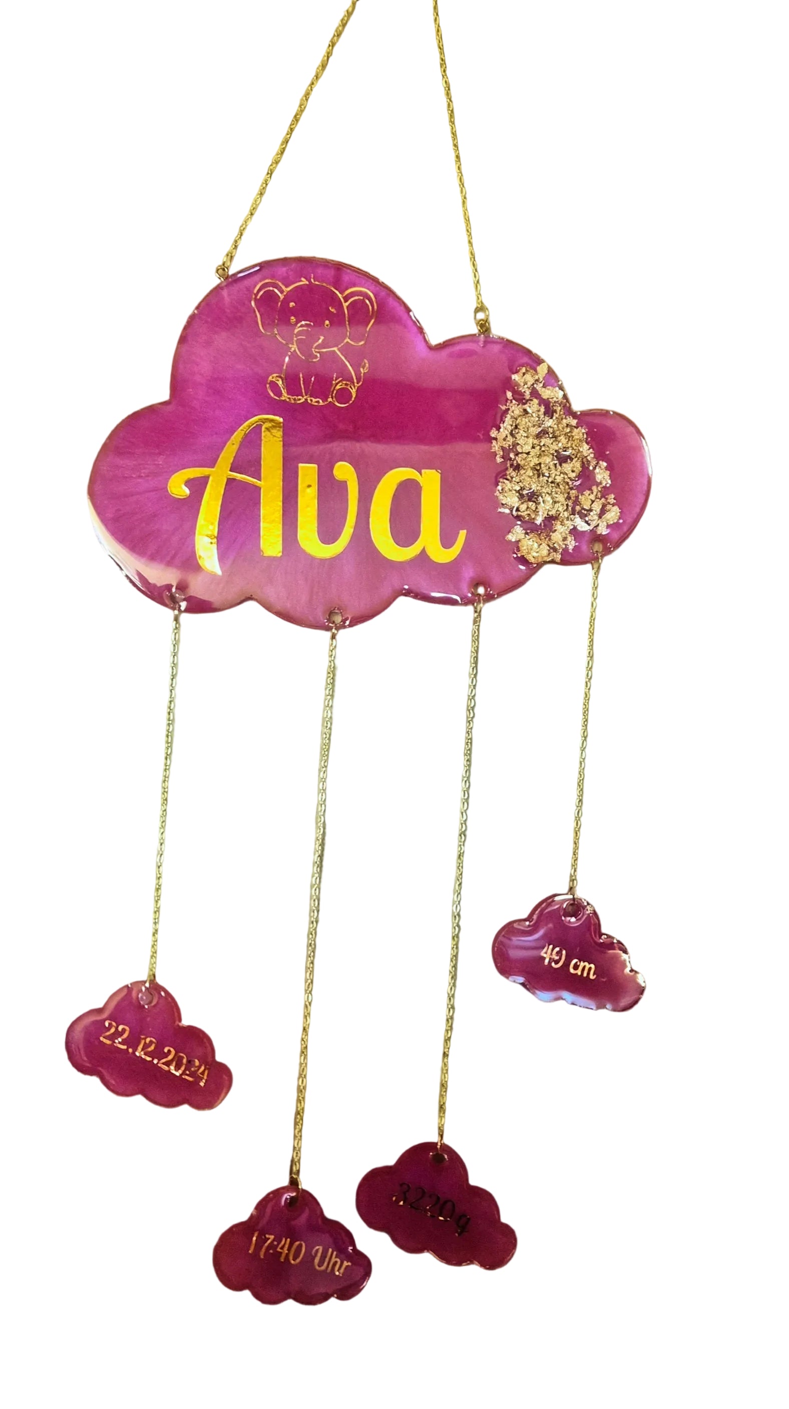 Babywolke mit Geburtsdaten